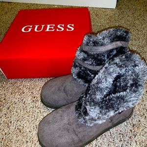 Guess ankle length fuzzy boots